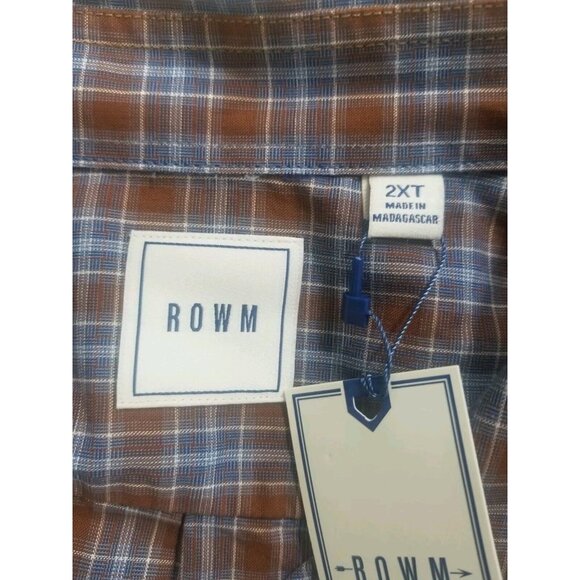 Plaid  Button-Up Shirt size 2XT By ROWM 100% Cotton - Picture 3 of 8